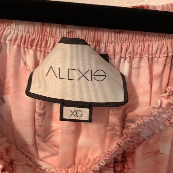 ALEXIS *Tilia* pink floral off shoulder tiered midi dress w drawstring belt XS - Picture 8 of 9